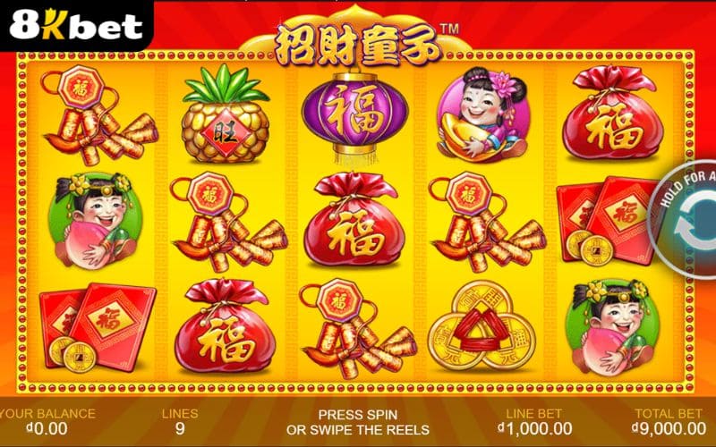 Giao diện của trò chơi nổ hũ Đồng Từ Chiêu Tài tại 8KBET