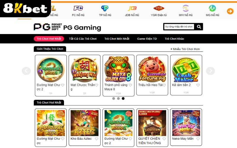 Nổ Hũ 8KBET có nhiều sảnh cược với hàng nghìn trò chơi hấp dẫn